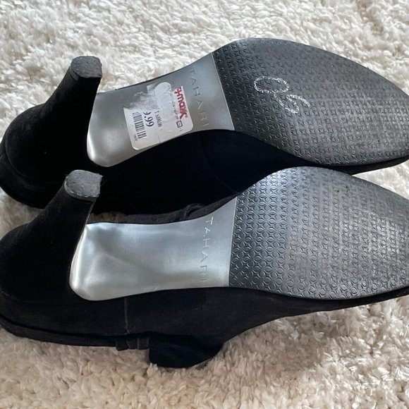 Tahari Women Shoes Black Suede Heel Boots Slip On Bootie Size 8.5M - Picture 11 of 12